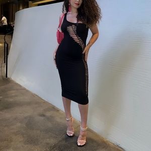 Black cut out maxi dress